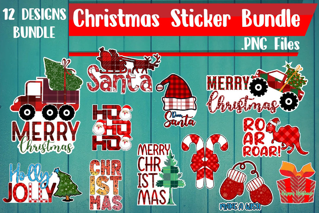 Christmas Sticker Bundle PNG Files - So Fontsy