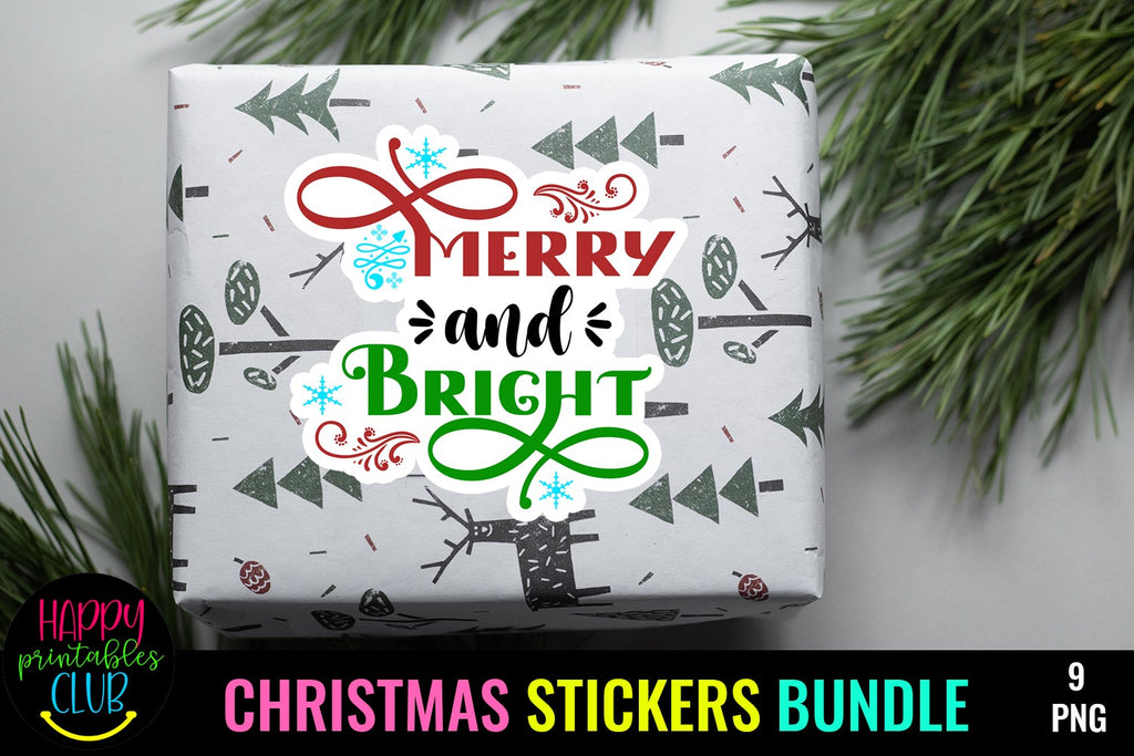 Christmas Stickers Bundle- Printable Christmas Stickers PNG - So Fontsy