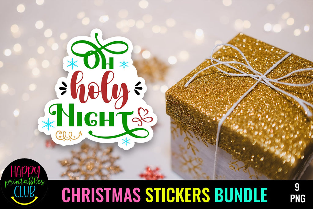 Christmas Stickers Bundle- Printable Christmas Stickers PNG - So Fontsy