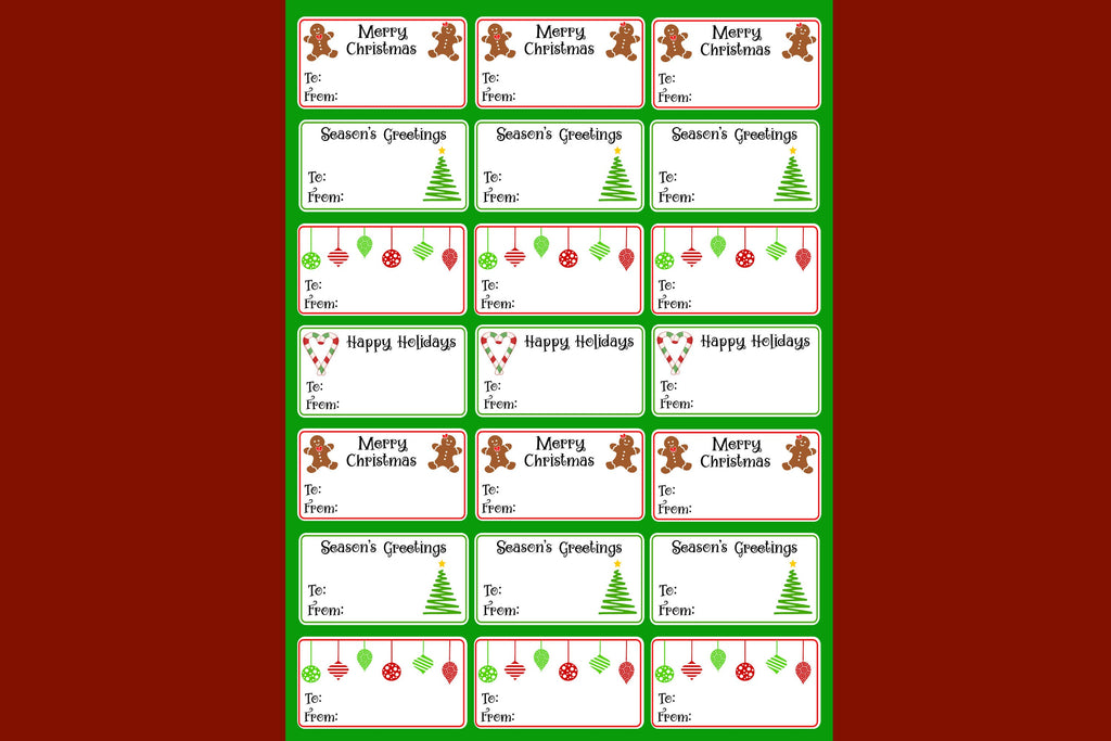 Happy Holidays Stickers - Christmas Labels - Brownstone Market