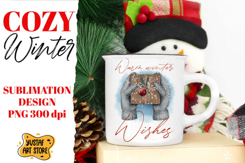 Christmas sublimation "Warm winter wishes" watercolor design Sublimation Yustaf Art Store 
