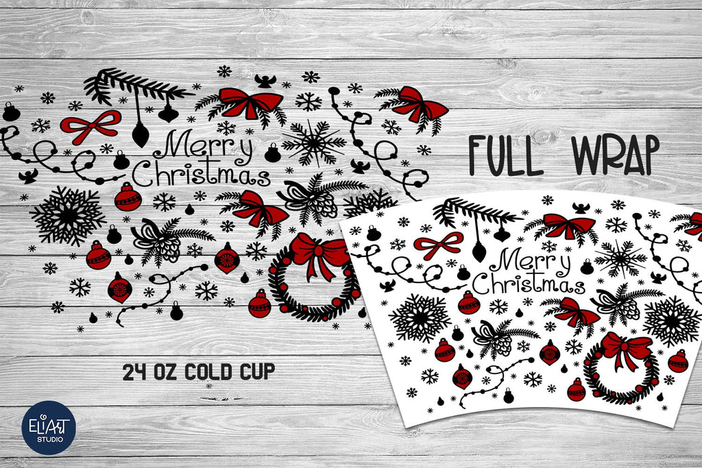 Merry Christmas SVG Cold Cup Wrap