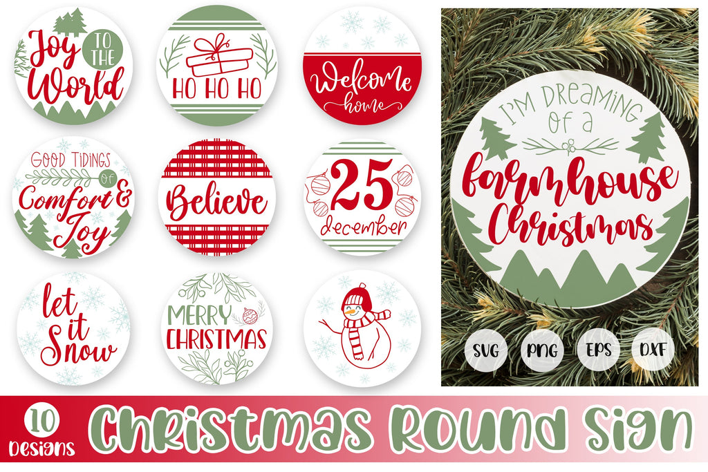 Christmas Svg, Round Sign Christmas Svg, Christmas Bundle - So Fontsy