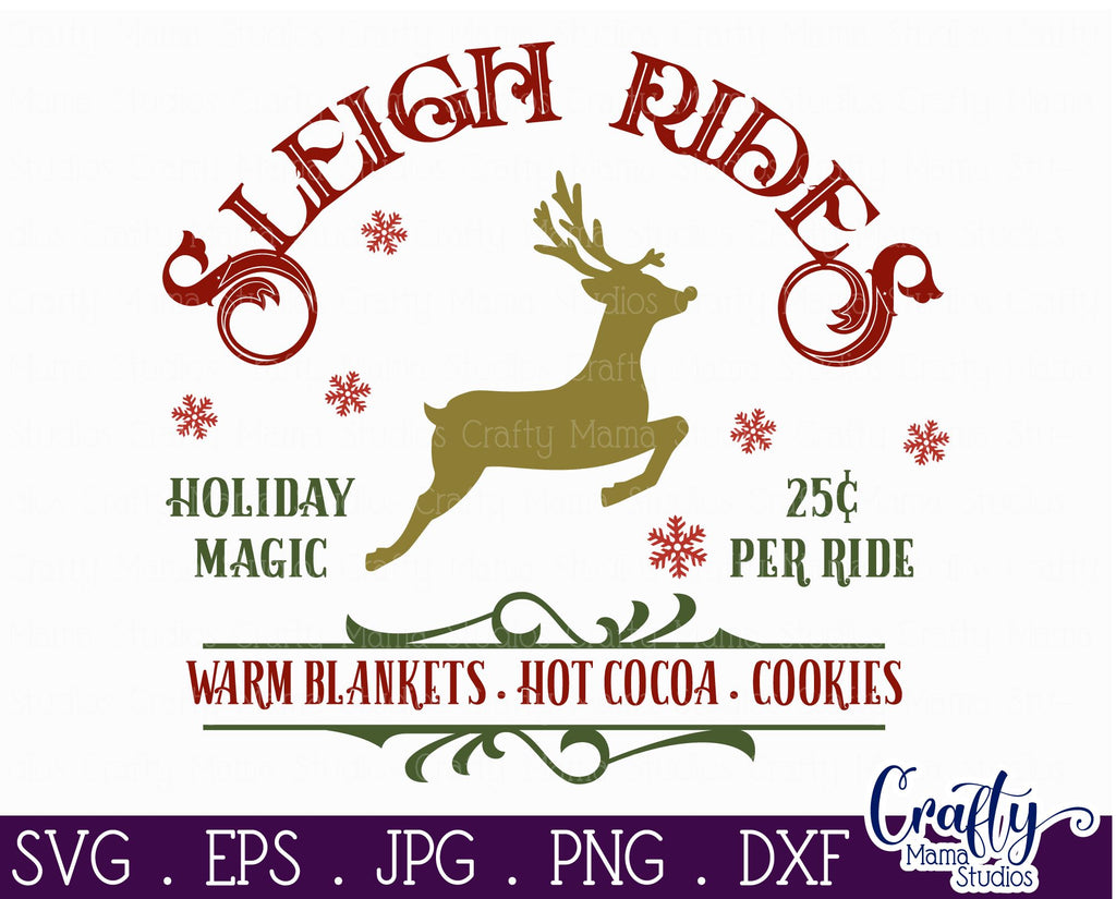 Christmas Svg Santa Round Sign Sleigh Rides Svg Cut File So Fontsy