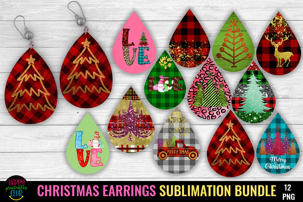 Christmas Teardrop Earrings Sublimation Bundle I Holiday Earrings PNG - So  Fontsy