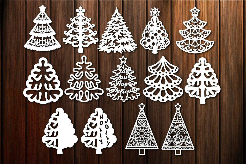 Christmas Tree Silhouette Bundle For Vinyl And Laser Cutting And More 