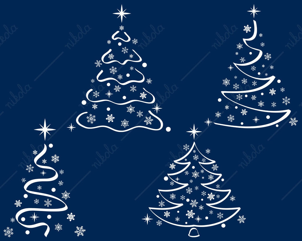 Christmas Tree Snowflakes Cut File SVG PNG EPS PDF - So Fontsy