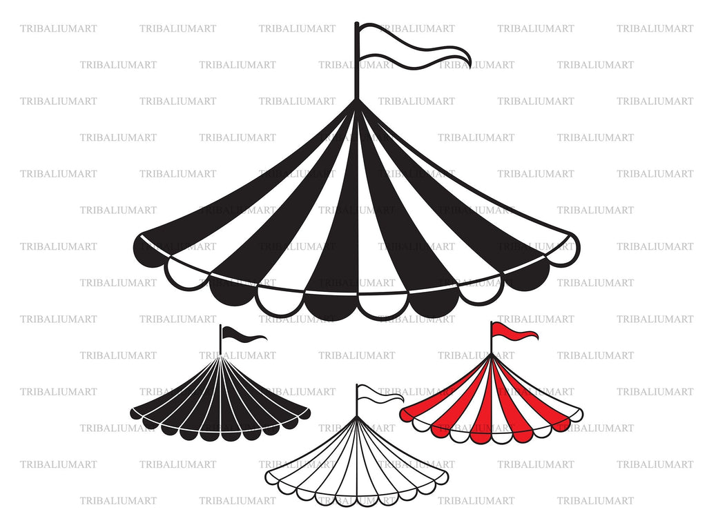 circus tent svg Circus tent. Cut files for Cricut. Clip Art silhouette (eps, svg, pdf, png, dxf, jpeg)