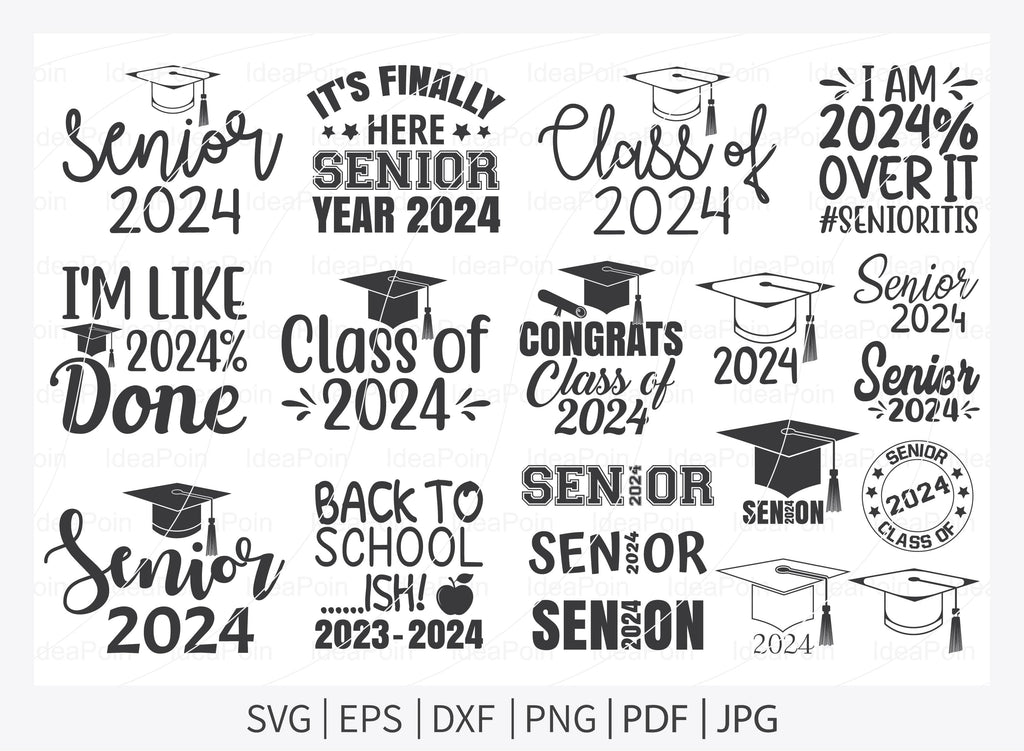 Class of 2024 SVG, class of 2024, Seniors 2024 SVG png, Graduation class of  2024 svg png, first day of school, jersey font, Back to School