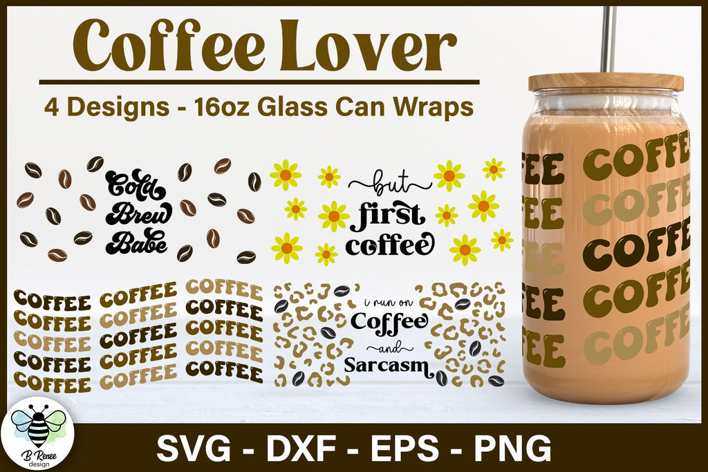 Iced Coffee Can Glass SVG Bundle , Coffee SVG Bundle