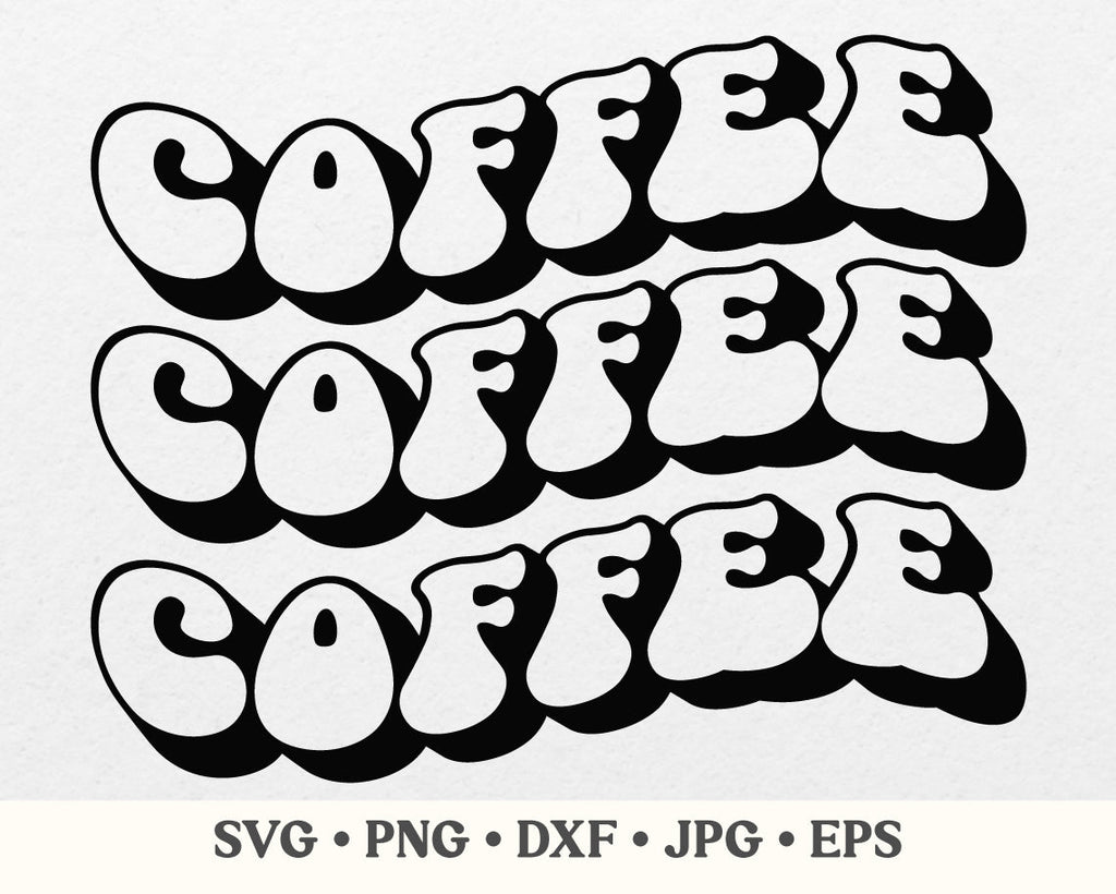 Coffee wavy svg Retro coffee svg Coffee smile svg with stars