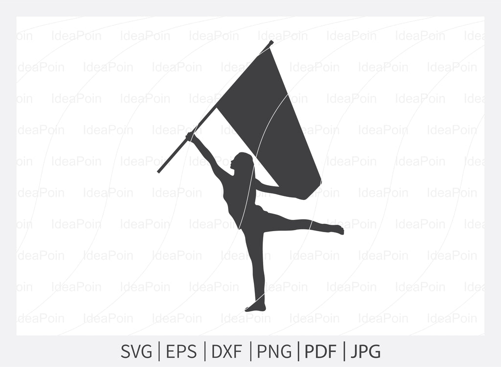 Color Guard Flags Silhouette SVG Bundle, Marching Band Svg, Female