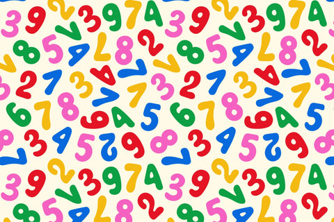 Colorful Numbers Seamless Pattern Digital Pattern Rin Green 
