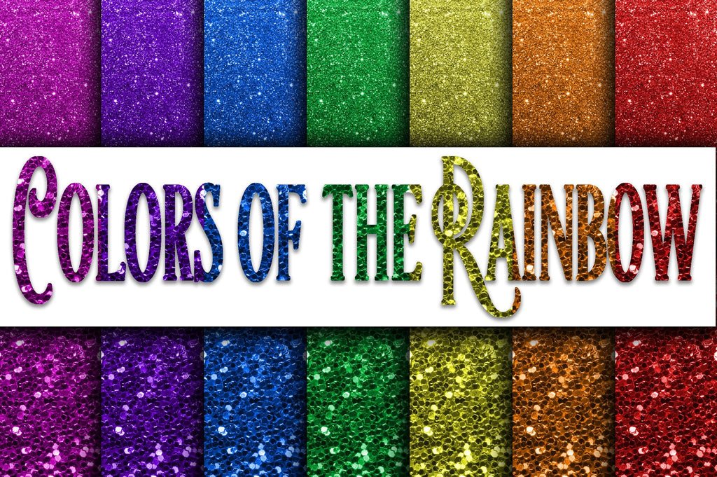 Colors of the Rainbow Glitter Digital Papers - So Fontsy