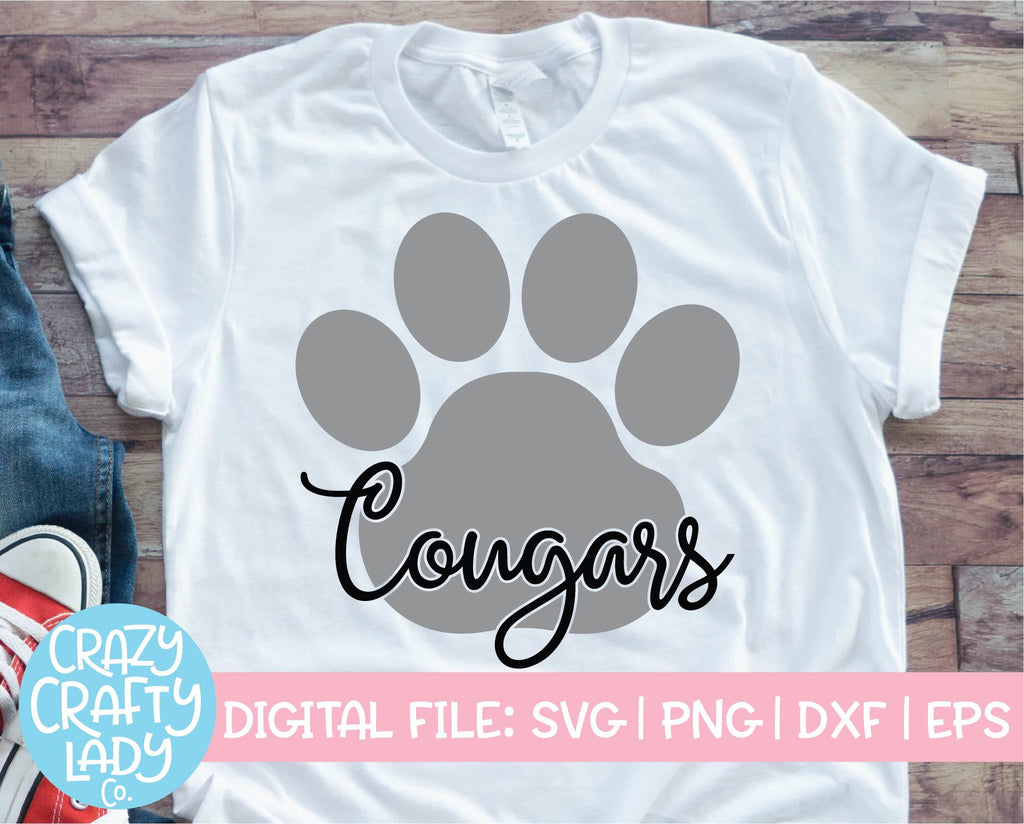 Cougars Paw Print Mascot SVG Cut File So Fontsy