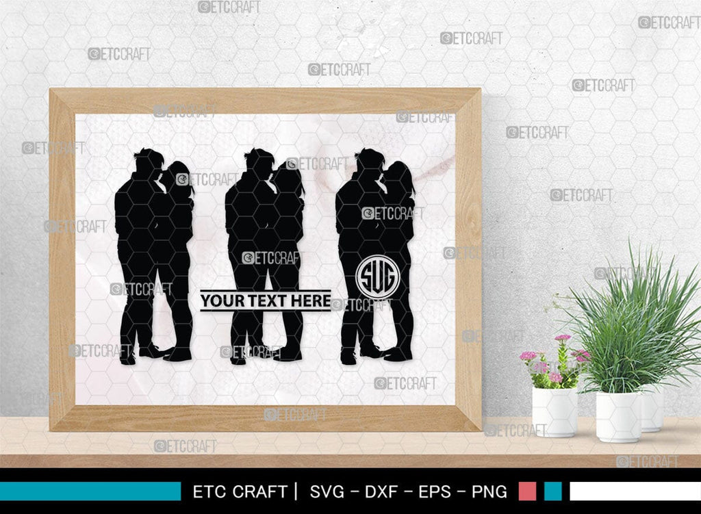 Couple Kissing Monogram Couple Kissing Silhouette Couple Kissing Svg