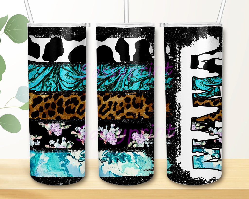 Cowhide Mama Tumbler PNG, Mama Sublimation Design, 20 oz Skinny Tumbler ...