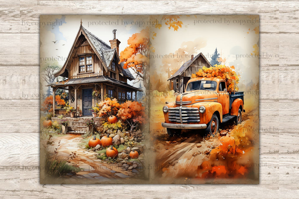 Cozy Autumn Junk Journal Paper | Pumpkin Printable Paper - So Fontsy