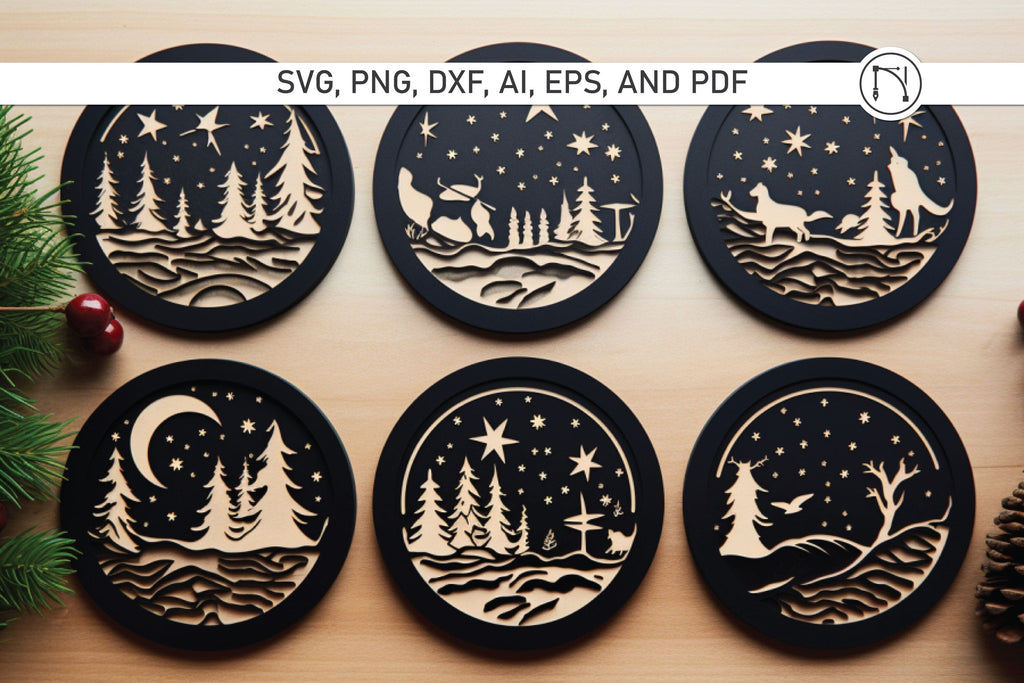 Christmas Round Ornament SVG - Christmas Coasters Round Sign SVG - Drizy  Studio