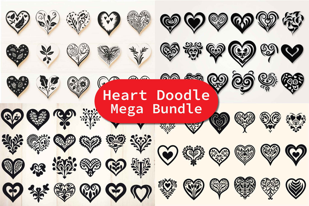 Cricut Paper Cut Heart Doodle SVG Bundle - So Fontsy