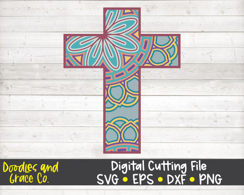 Cross 3D Layered Mandala SVG SVG Doodles and Grace 