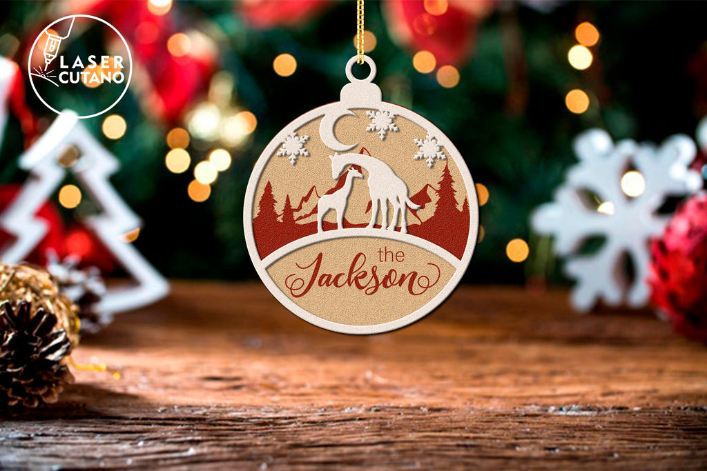 Family Christmas Ornament with Round Baubles, Personalized with