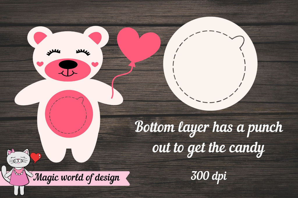 Teddy Bear SVG  Layered Valentine's Day Teddy Cutting File