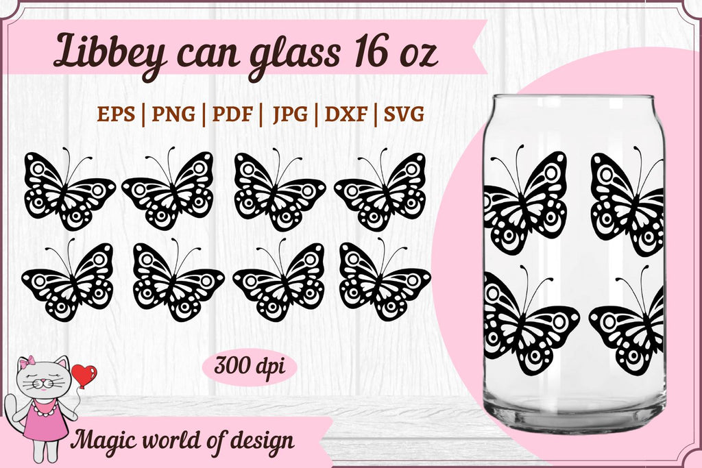 Cute Butterflies svg Libbey Can Glass 16 oz - So Fontsy