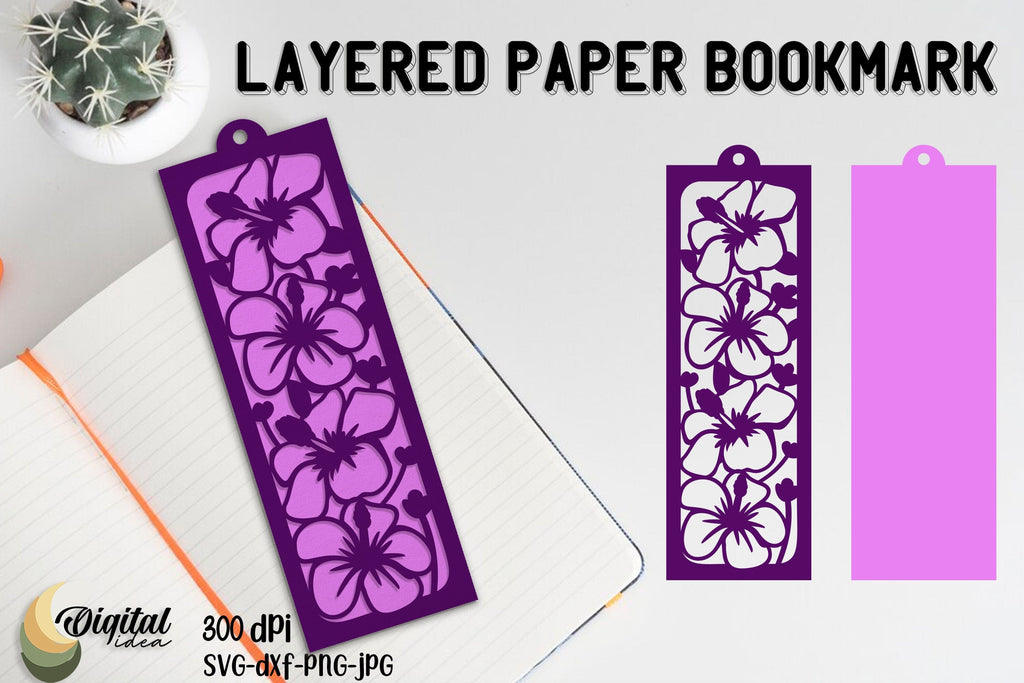 Cute Printable Bookmark Paper Cut. Layered Paper Bookmark - So Fontsy