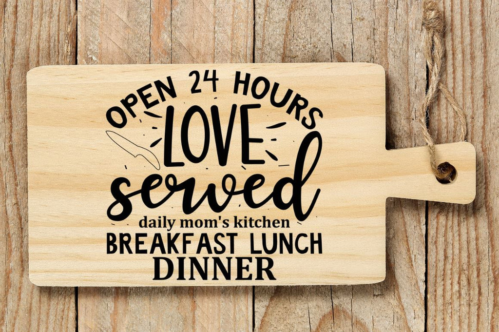 Grandma's kitchen good food served daily with a helping Spoon of love,  Kitchen Quotes SVG - So Fontsy