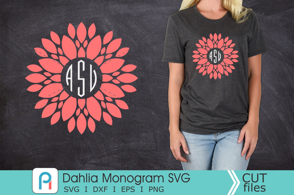 Dahlia Monogram Svg, Dahlia Svg, Dahlia Clip Art, Flower Svg - So Fontsy