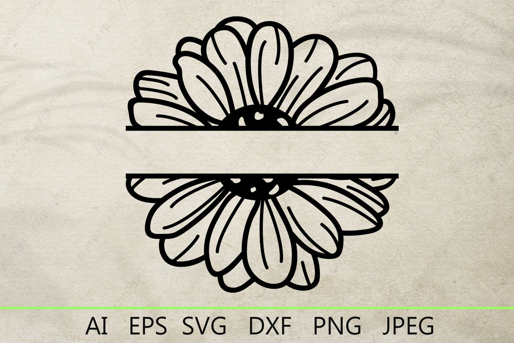 Split floral monogram svg, Split Floral Frame SVG, Floral Border svg