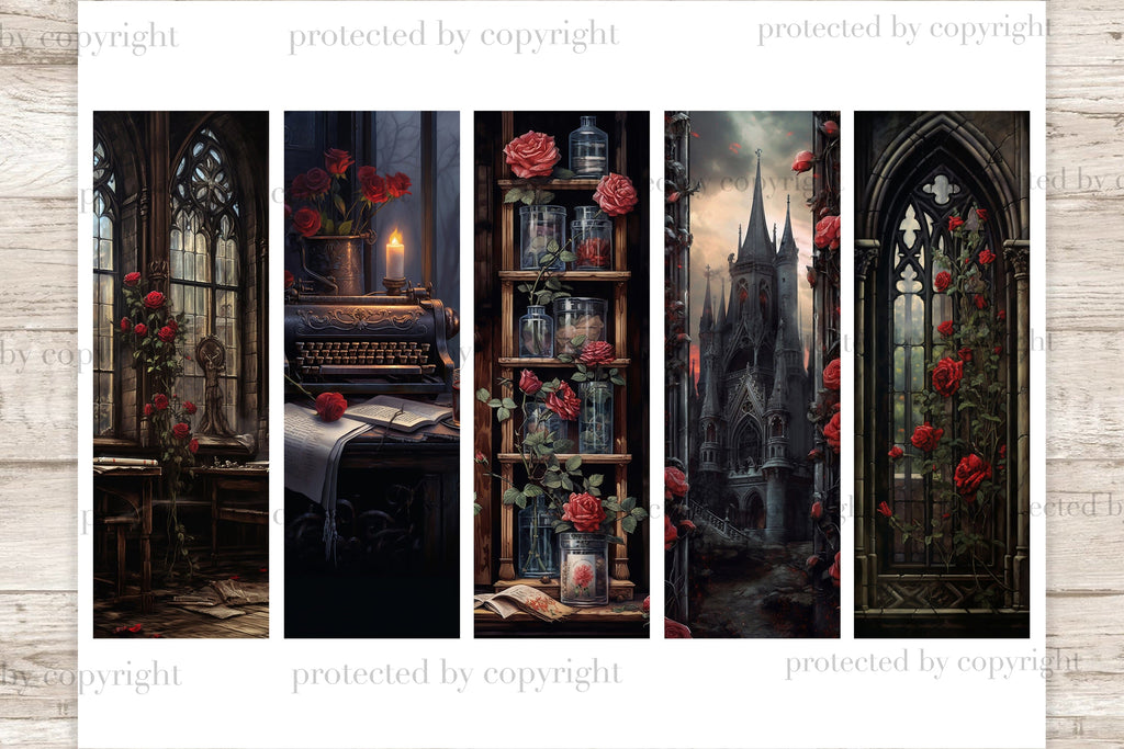 Dark Academy Bookmarks Gothic Printable Paper So Fontsy