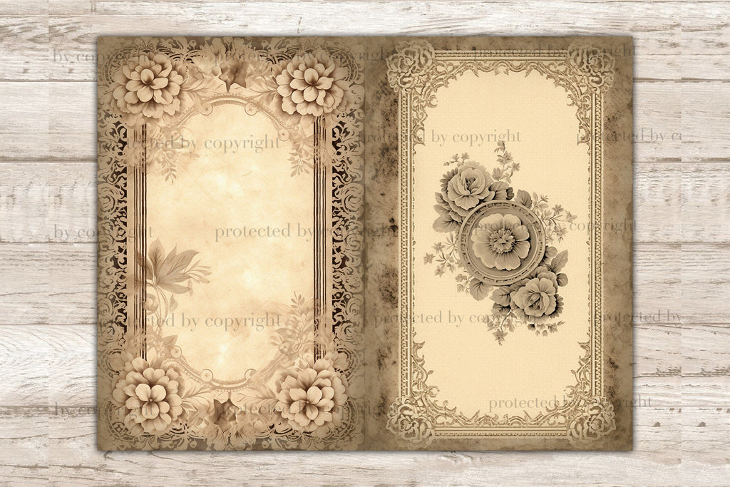 Dark Lace Junk Journal Kit | Framed Collage Sheets - So Fontsy