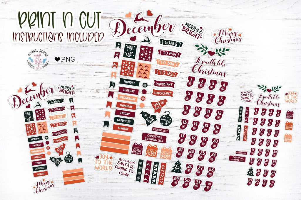 Cute Christmas Planner Stickers-Holiday Planner Stickers - So Fontsy