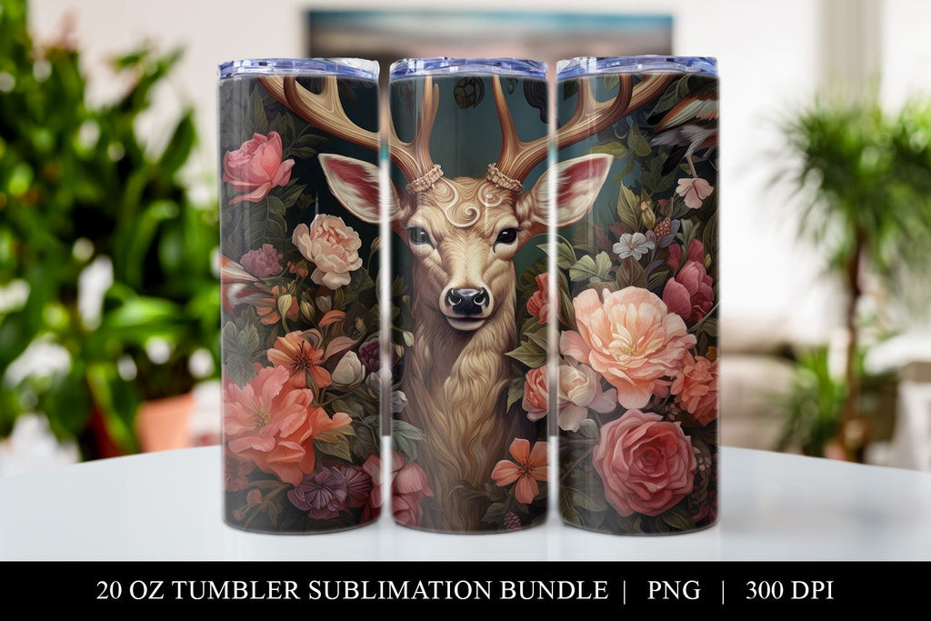 Deer 20 oz Skinny Tumbler Sublimation Design PNG - So Fontsy