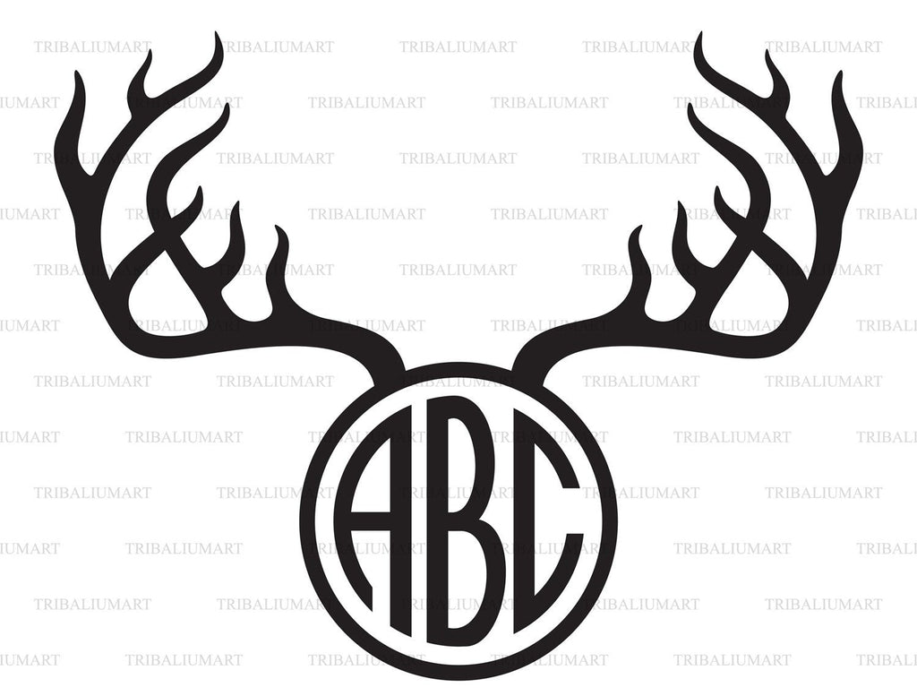 Deer Antlers Monogram. Cut Files For Cricut, Clip Art Silhouettes (eps 