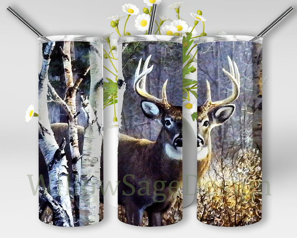Deer Hunting Tumbler Design, Deer In Forest 20oz Tumbler Wrap, Deer ...