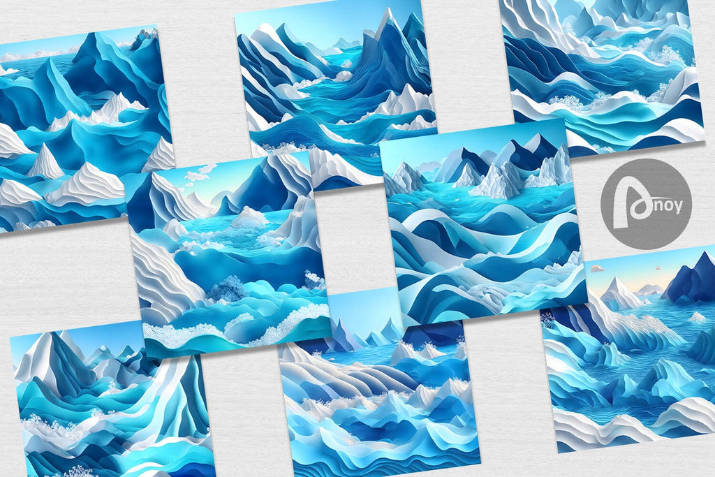 Digital Paper 3D Blue Ocean Landscape - So Fontsy