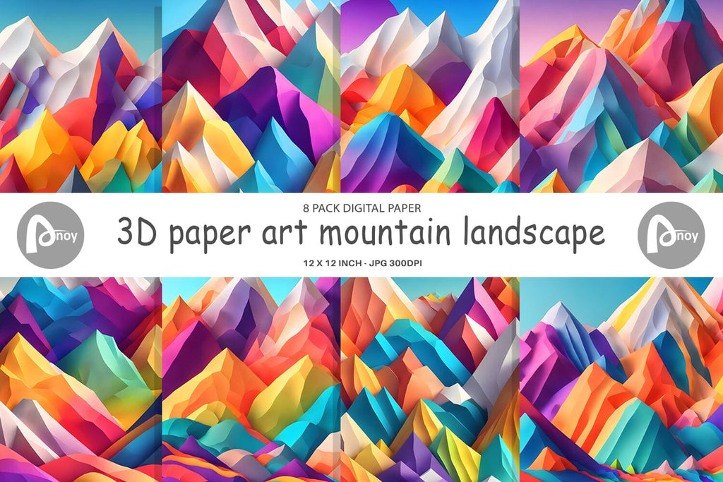Digital Paper 3D mountain landscape - So Fontsy