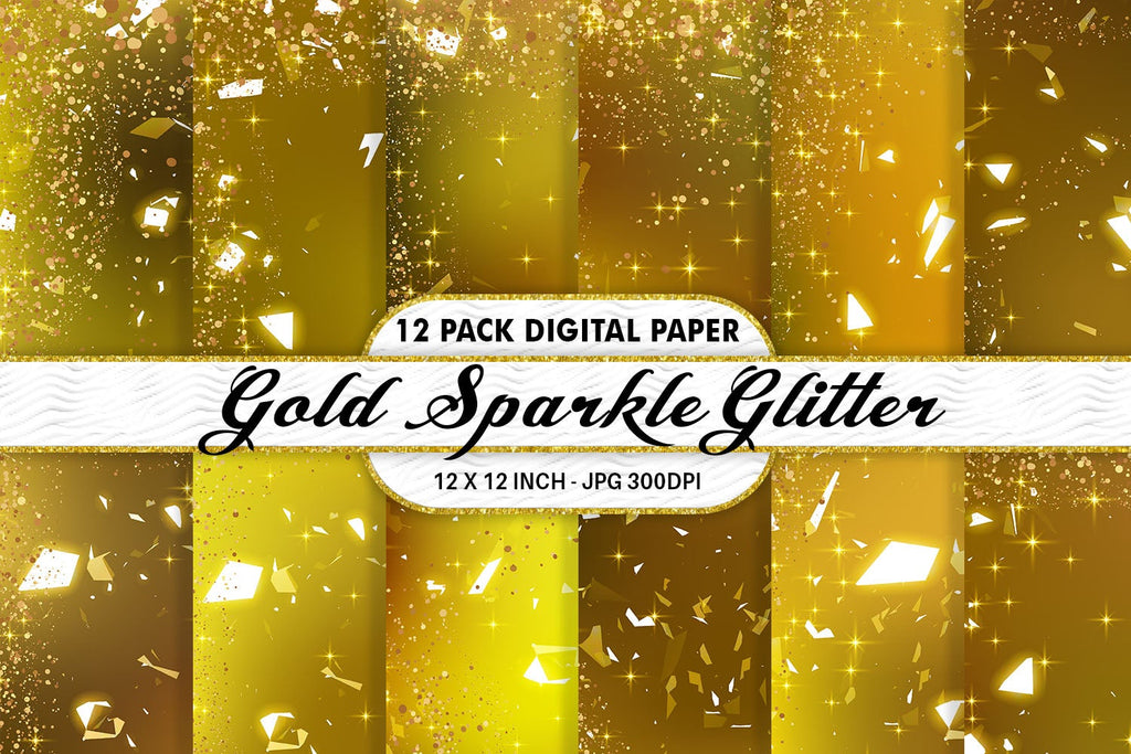 Gold Glitter Backgrounds / Gold Glitter Digital Paper Pack