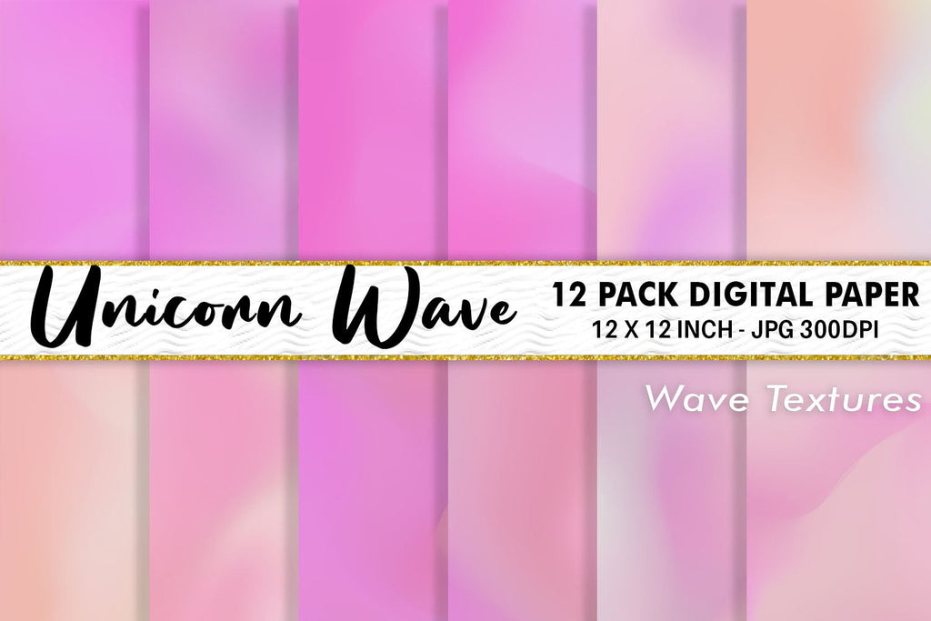 Digital Paper unicorn pink wave background - So Fontsy