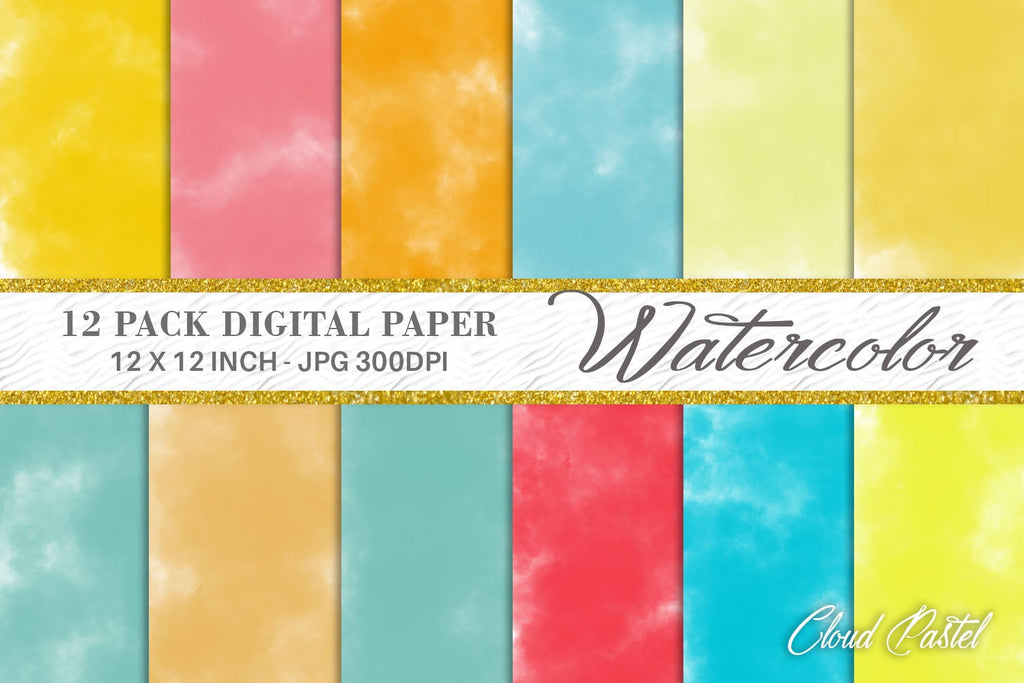 Digital Paper Watercolor background - So Fontsy