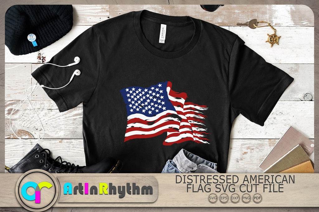 Distressed American flag Baseball shirt design svg