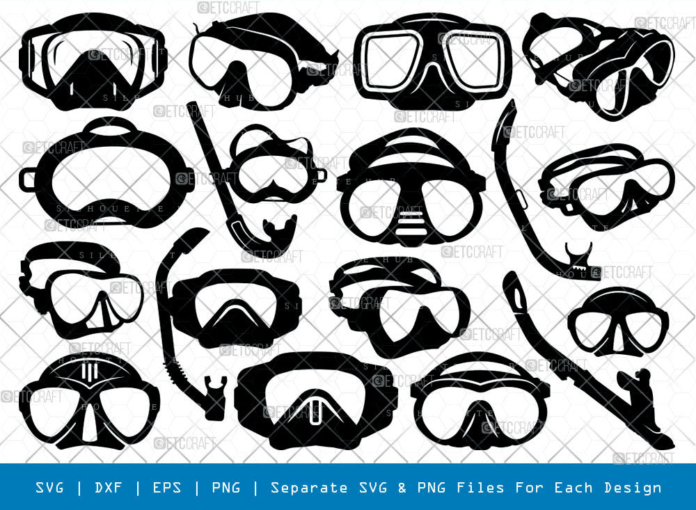 Diving Goggles SVG, Goggles Silhouette, Diving Mask Svg, Scuba
