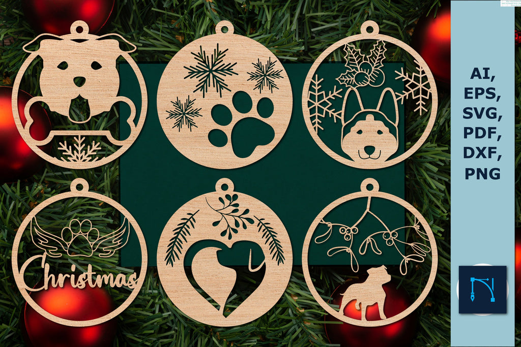 Dog Christmas ornament bundle SVG - So Fontsy