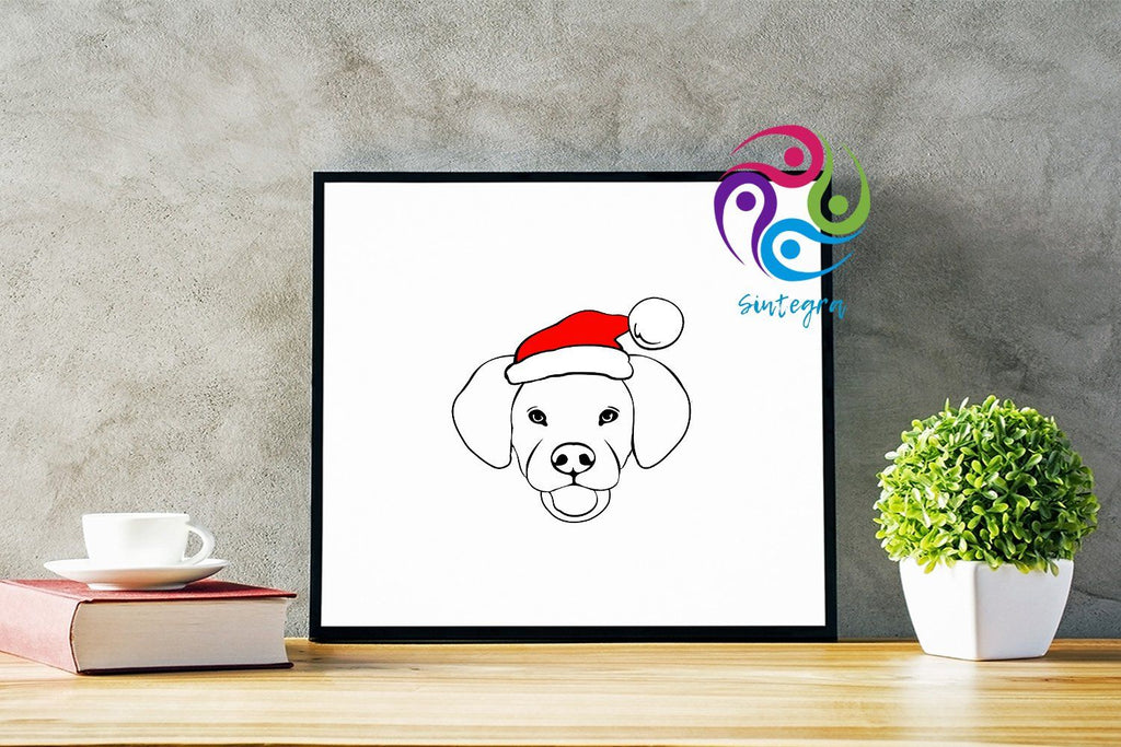 Dog with Santa Hat svg cut file - So Fontsy