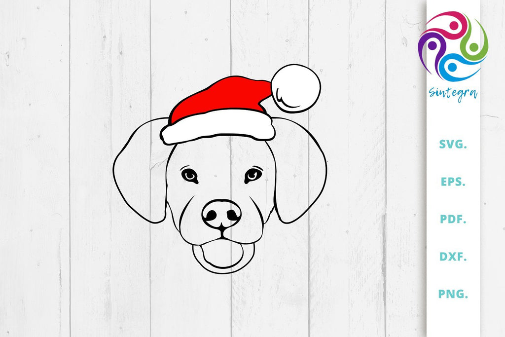 Dog with Santa Hat svg cut file - So Fontsy