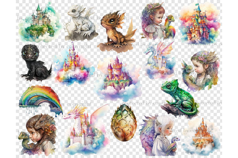 Dragon Clip Art Bundle | Little Girl Illustration SVG GlamArtZhanna