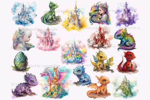 Dragon Clip Art Bundle | Little Girl Illustration SVG GlamArtZhanna